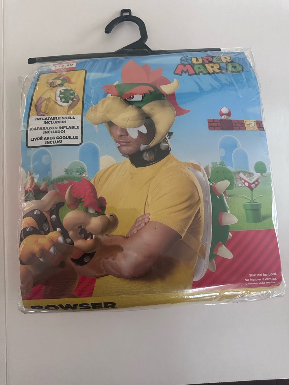 Bowser. Super Mario. Costume Headpiece and inflatable shell. Size 14+
